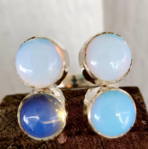 New Opal Opalite Open 925 Silver Ring. - Picture 5 of 8